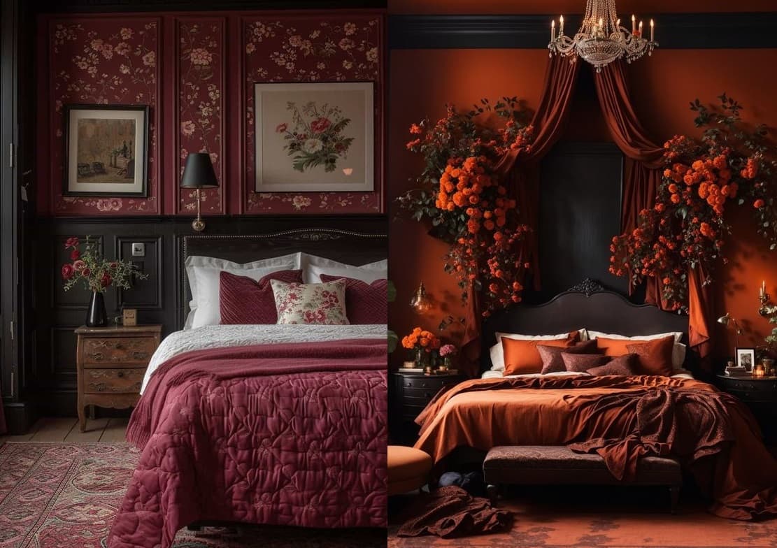 Dark feminine bedrooms