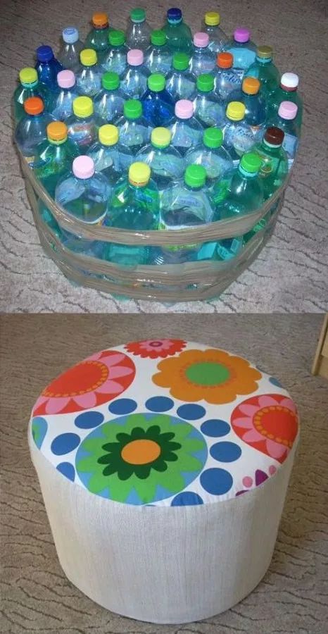 diy bottles diy simple ottoman from plastic bottles icreativeideas