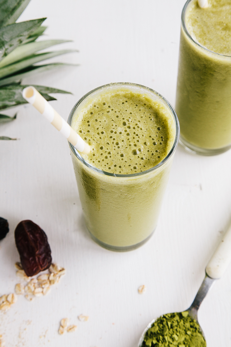 fruit smoothie Pineapple Matcha Oat Smoothie wallflowerkitchen