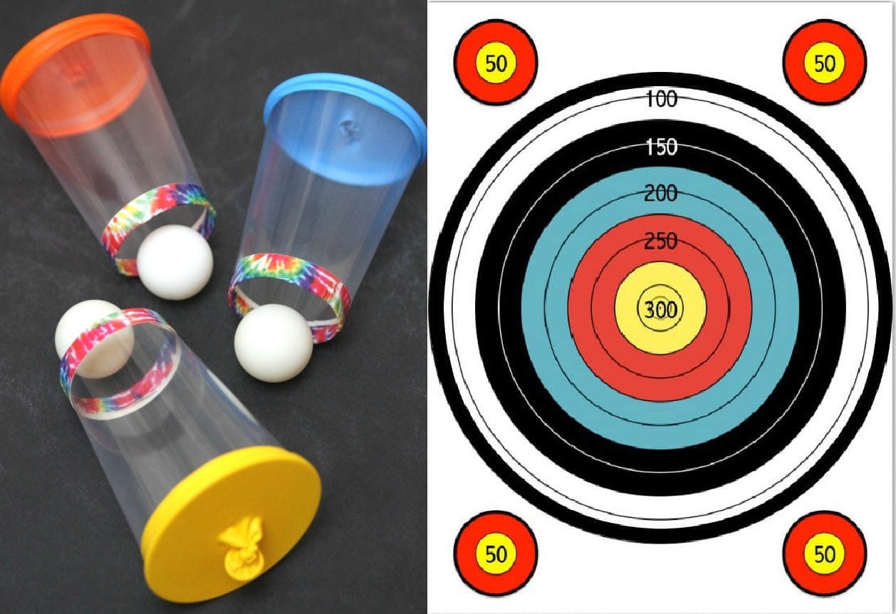 indoor activities play darts with balloon cup shooter happygoluckyblog