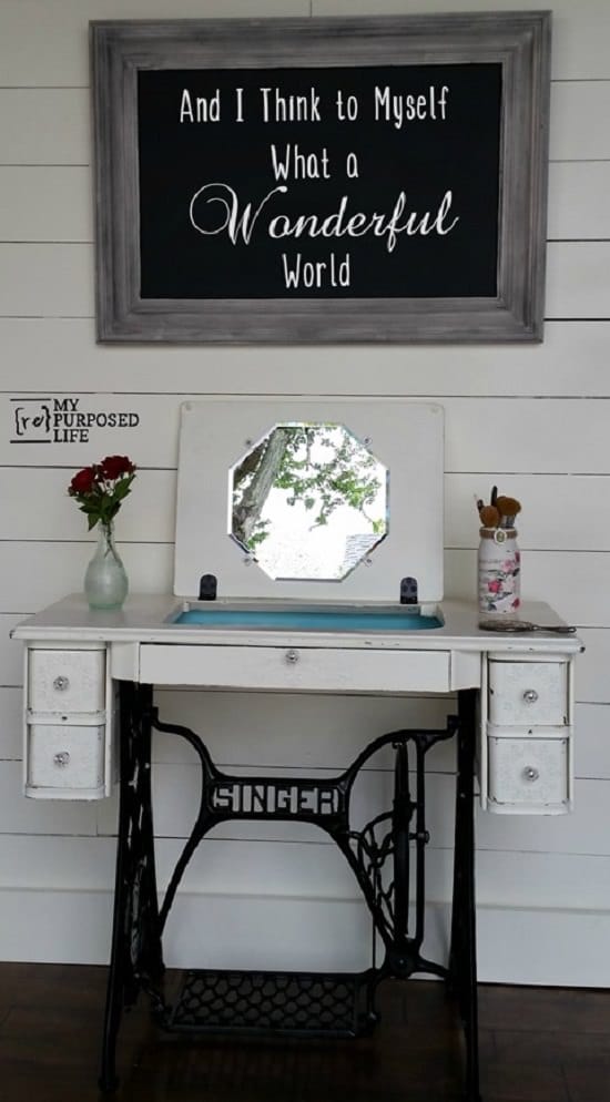 DIY Make up Vanity Sewing Machine myrepurposedlife.