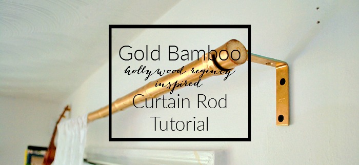 DIY curtain gold bamboo rods with corner braces adesignerathome