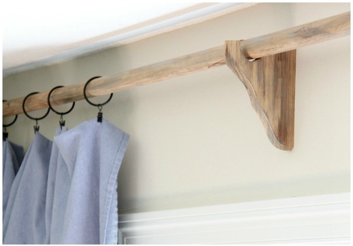 DIY curtain wood brackets and dowel thecrazycraftlady