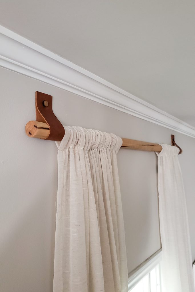 DIY curtain wood with leather straps danikoch