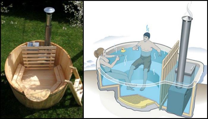 DIY hot tub wood hot tub with seats