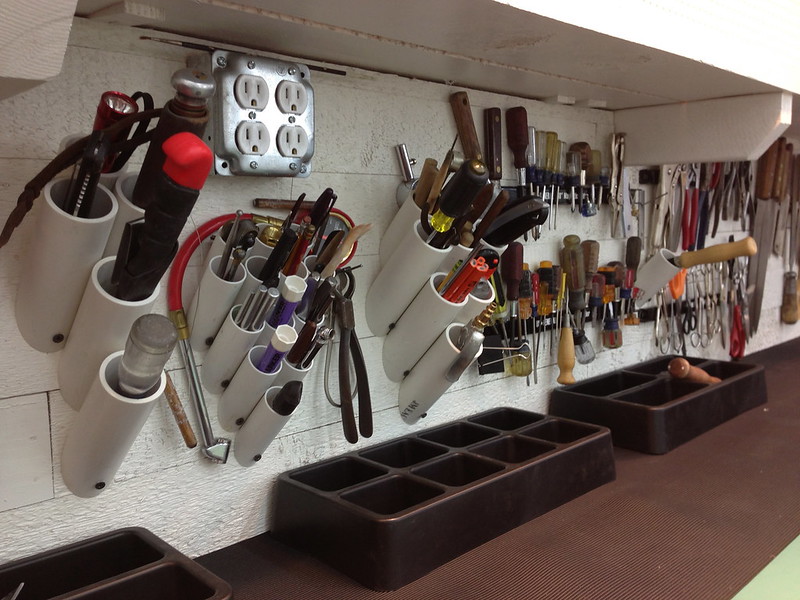 Garage Organization Ideas PVC tool holder