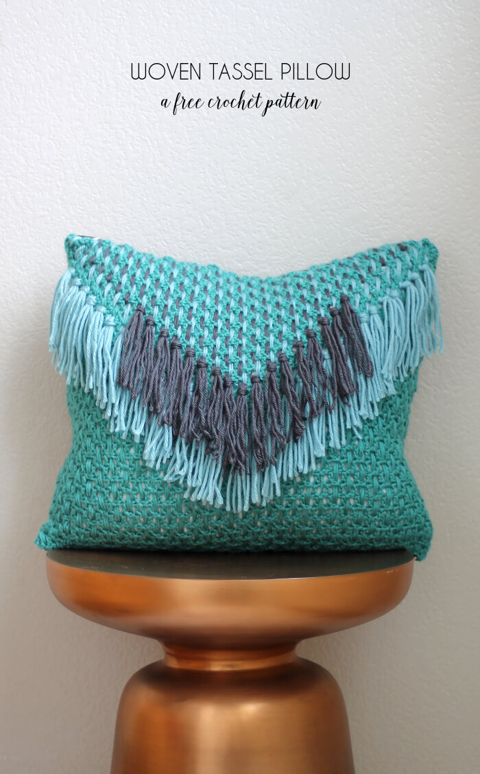 crochet projects for adults woven tassel pillow free crochet pattern persialou