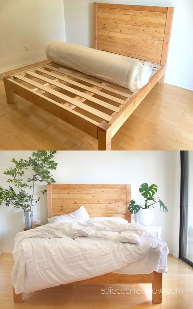 diy bed frame bedframe with headboard apieceofrainbow