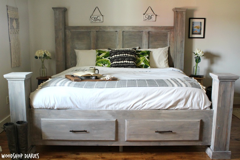 diy bed frame farmhouse storage bed buildsomething