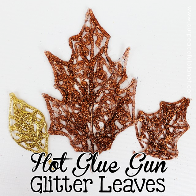glue cun crafts glitter leaves