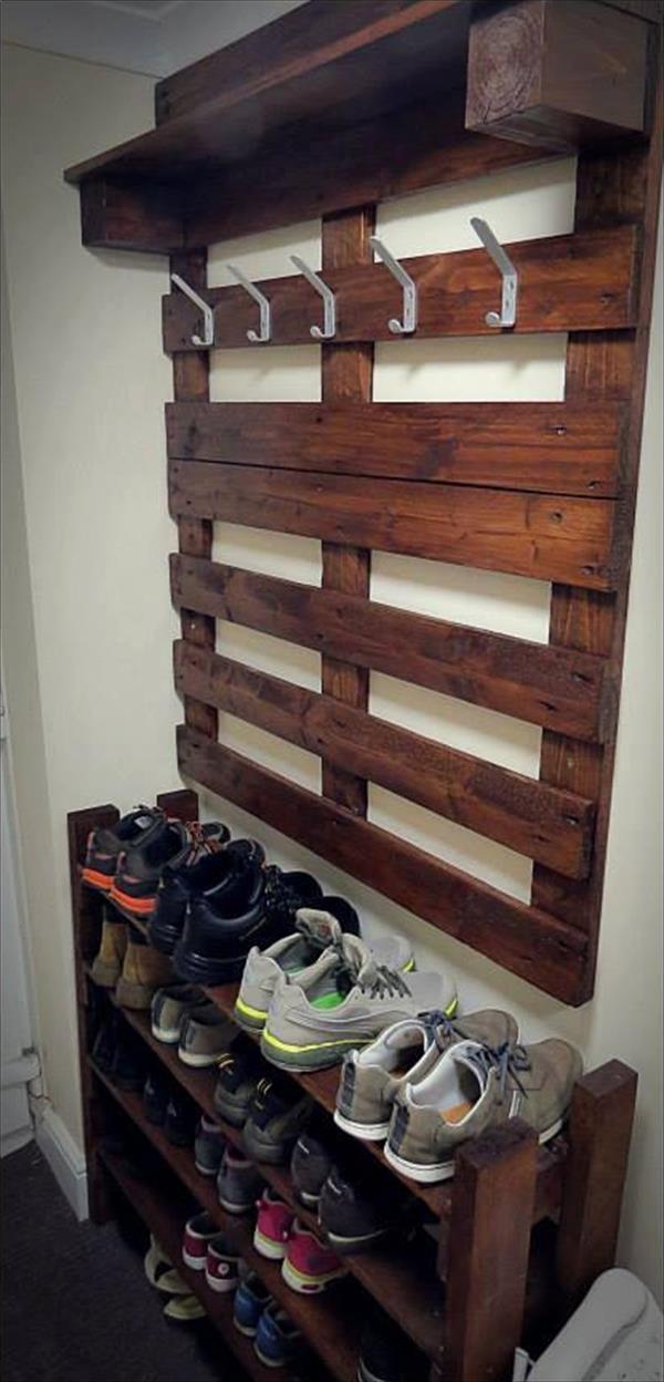 pallet coat rack and shoes rack