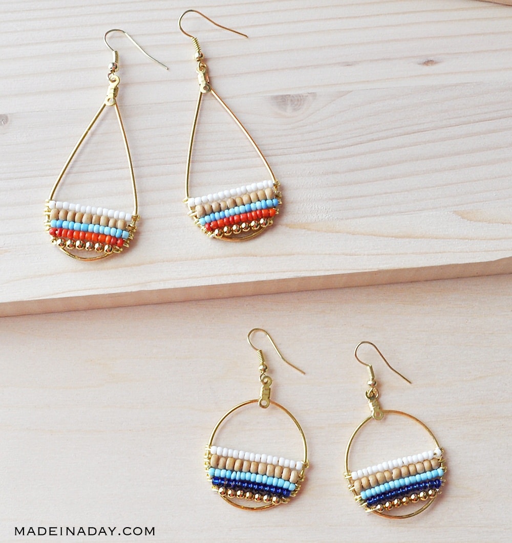 Bohemian Beaded Hoop Earrings