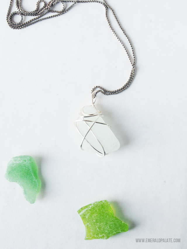 DIY Sea Glass Necklace Tutorial finished necklace