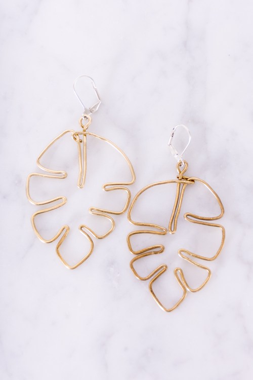 brass leaf earrings 18