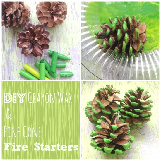 crayon ideas diy crayon wax and pine cone fire starters afewshortcuts