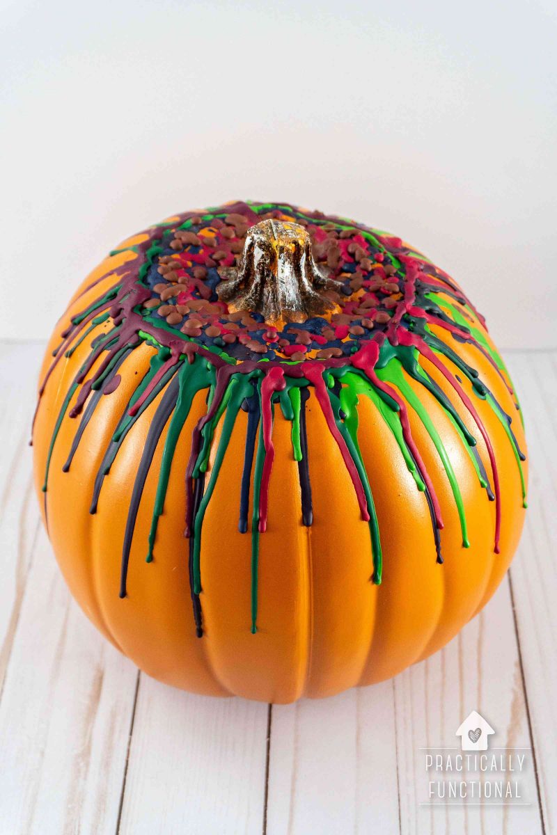 crayon ideas how to make melted crayon pumpkin hot glue gun practicallyfunctional