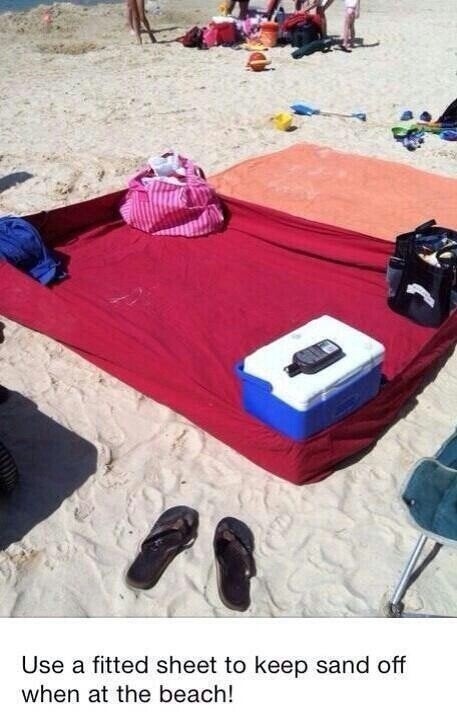 diy beach e a fitted sheet to keep sand off at the beach reddit