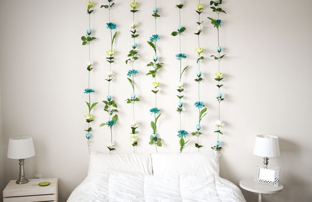 diy headboard flower wall sweetteal