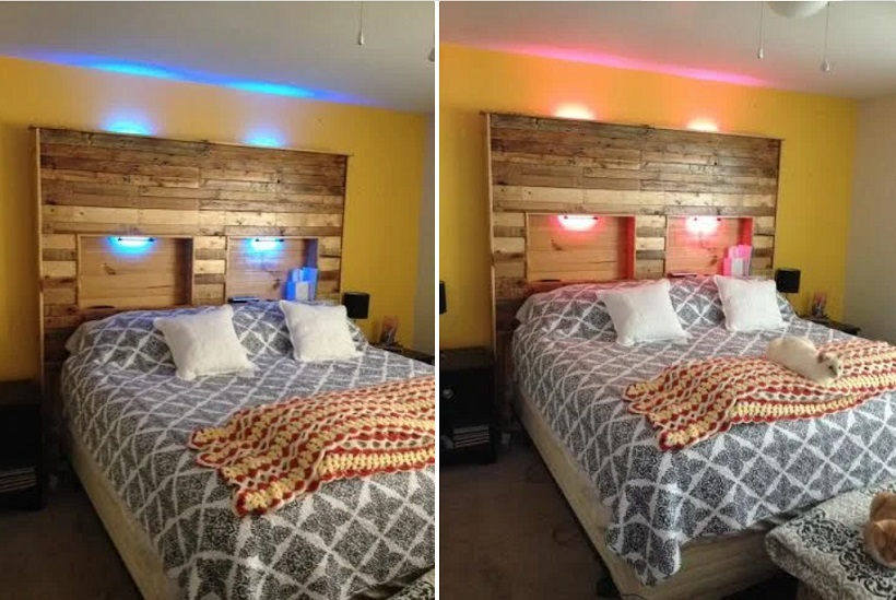 diy headboard pallet headbords with storabge and light instructables