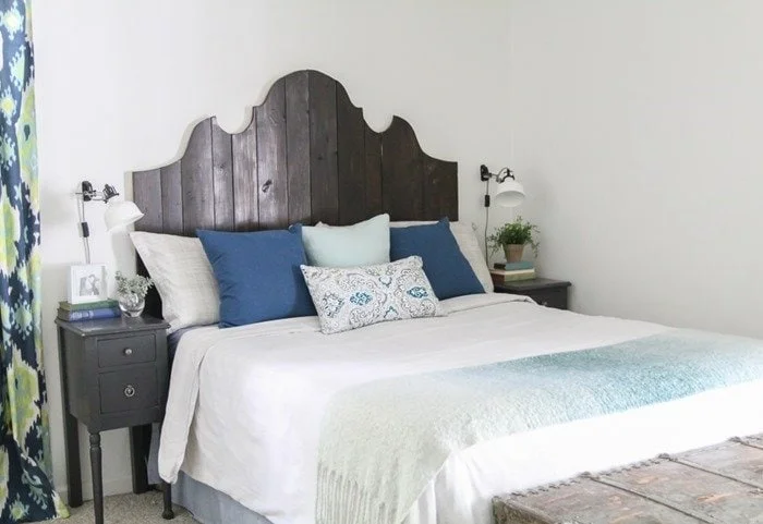 diy headboard plank headboard with curves lovelyetc