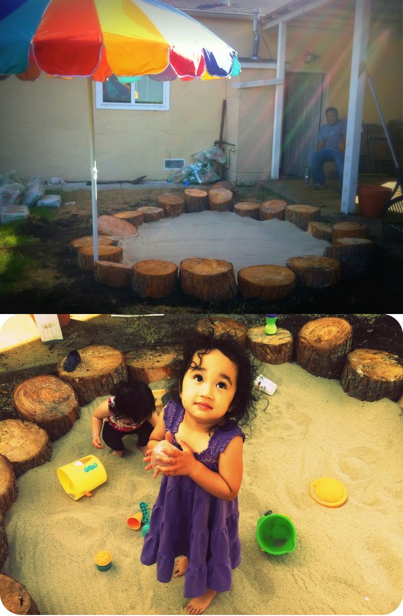 diy sandbox sandbox curcle with stumps dearestdaughters