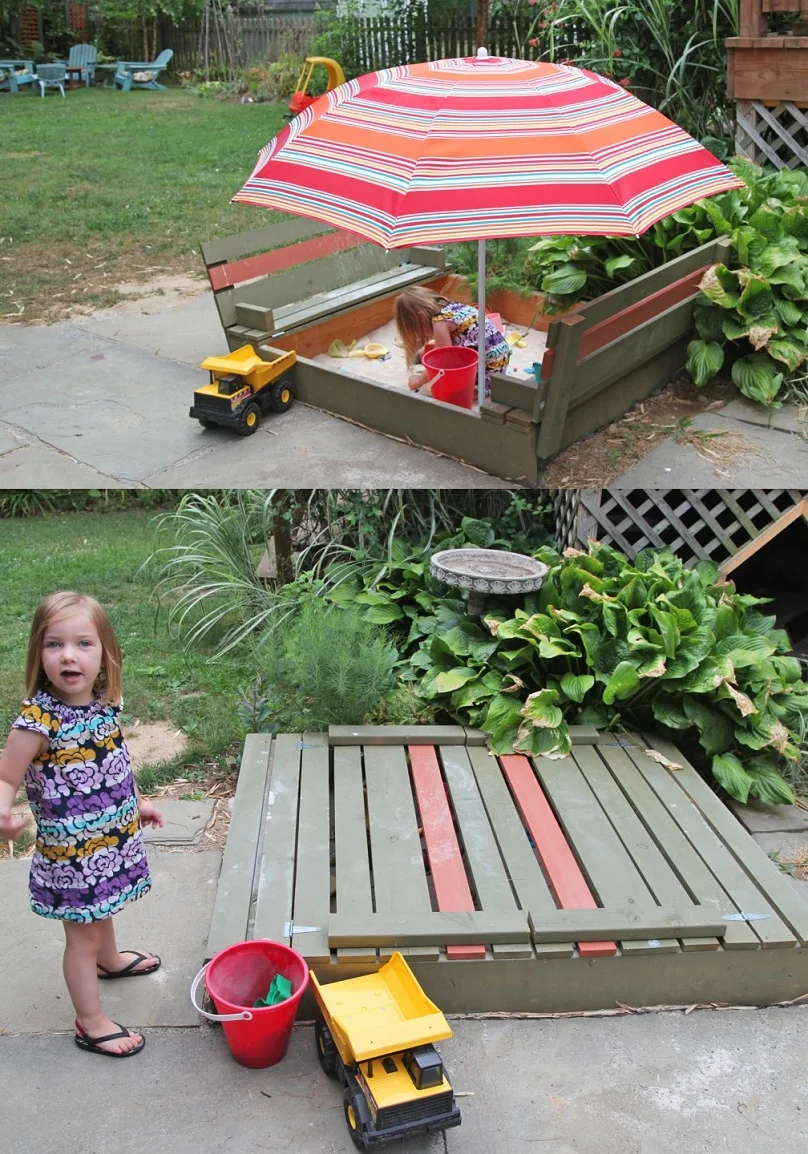 diy sandbox sandbox with benches and lidds statelykitsch