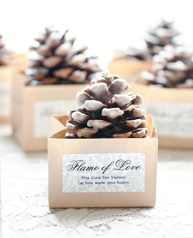 rustiic wedding decor pinecone fire starter favor evermine