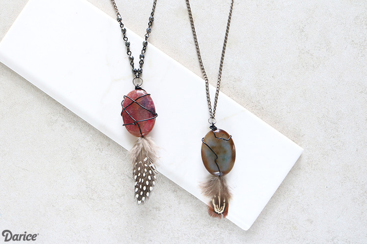 stone feather pendant necklace 11 1