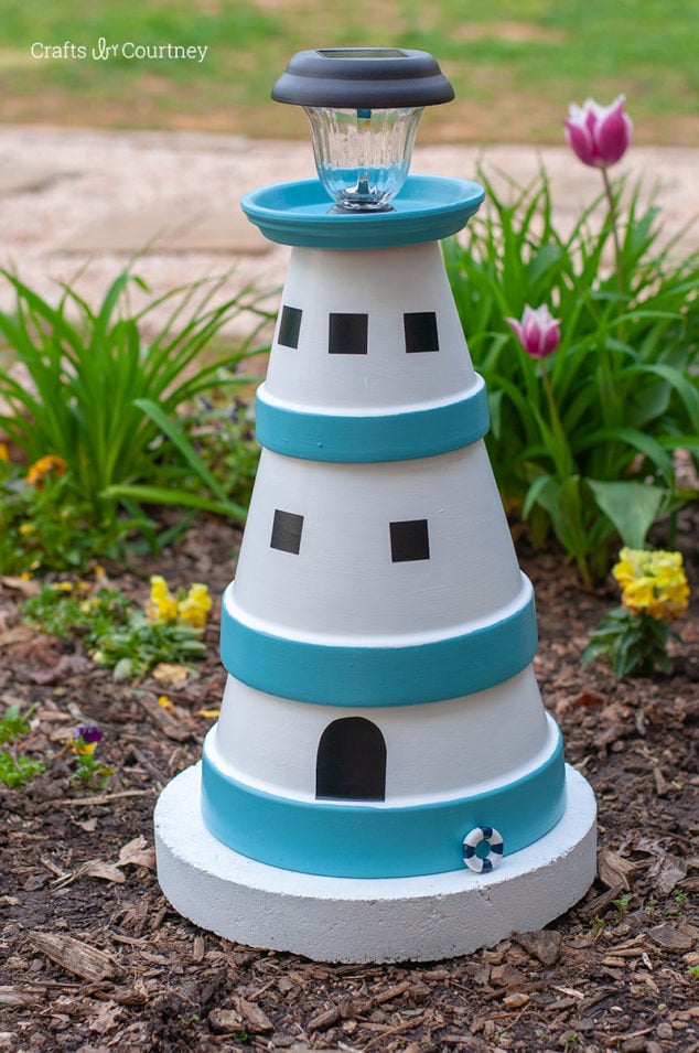 terracota DIY terra cotta pot diy lighthouse garden projec craftsbycourtney