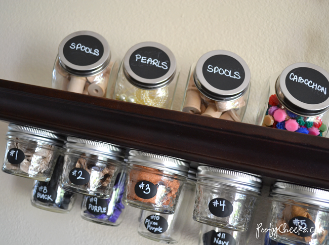 Mason jar organize hanging trinket sew storage poofycheeks