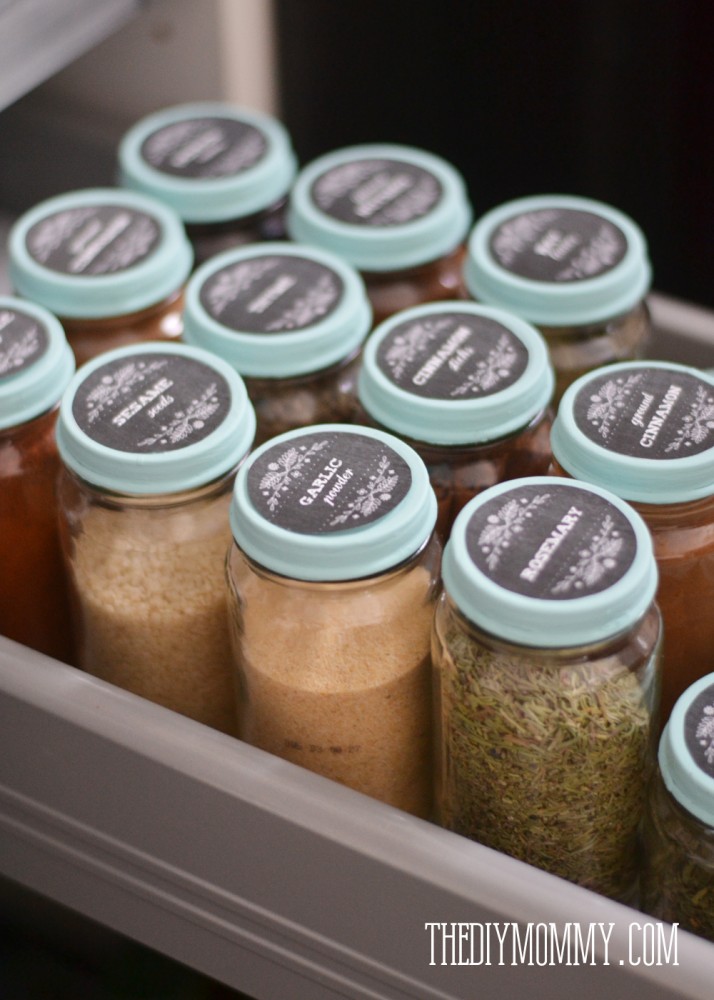 Mason jar organizer spice storage thediymommy