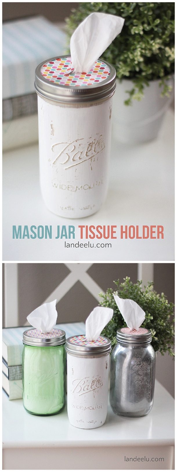 Mason jar tissue holder landeeseelandeedo