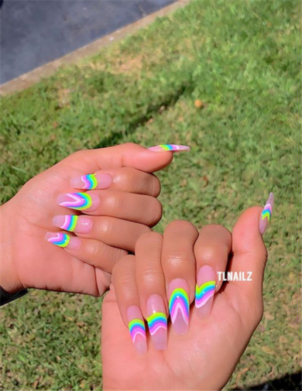 rainbow glow in the dark nails