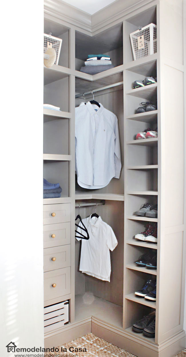 closet makeover with shoe storage