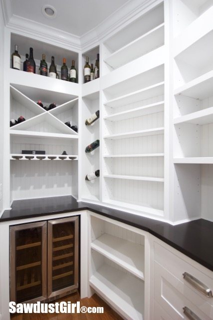 decorative wine storage in pantry
