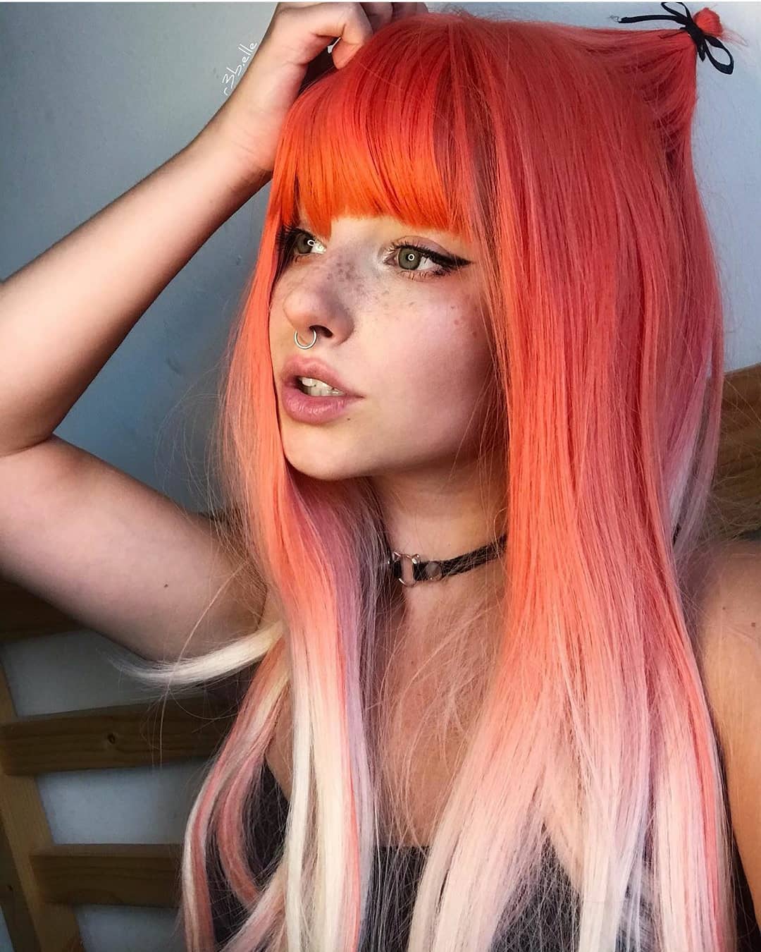 orange hairorange pink shade with bplatinum tips CEFQWIeJC04