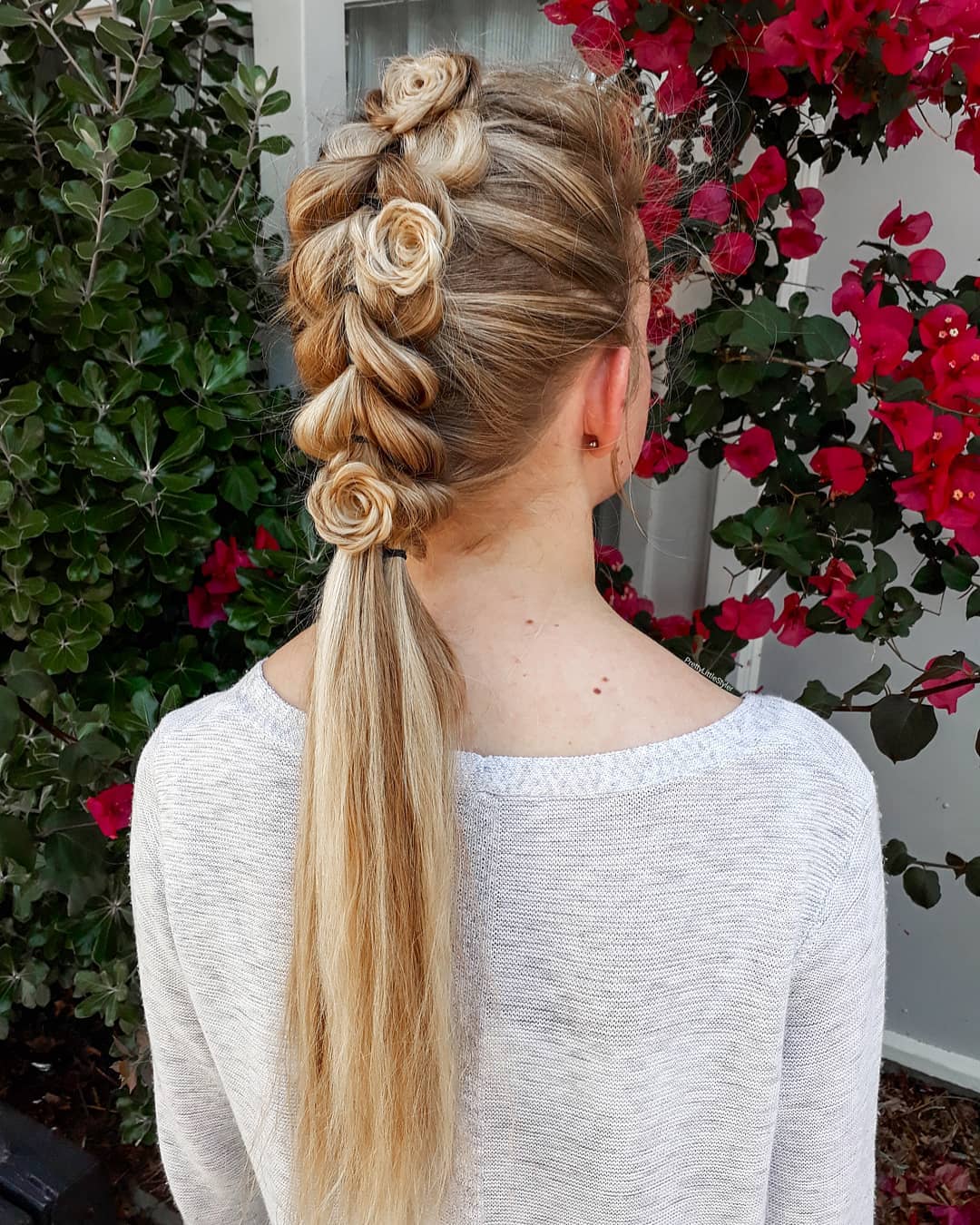 ponytail pulltrough mohawk pony with flowers