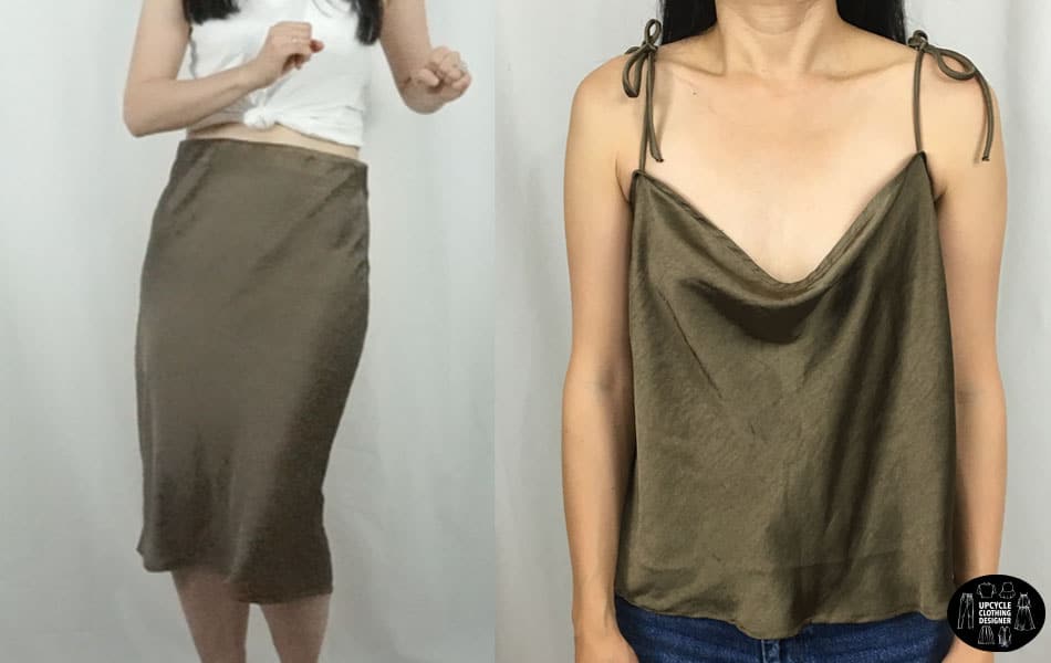 skirt into camisole top before and after
