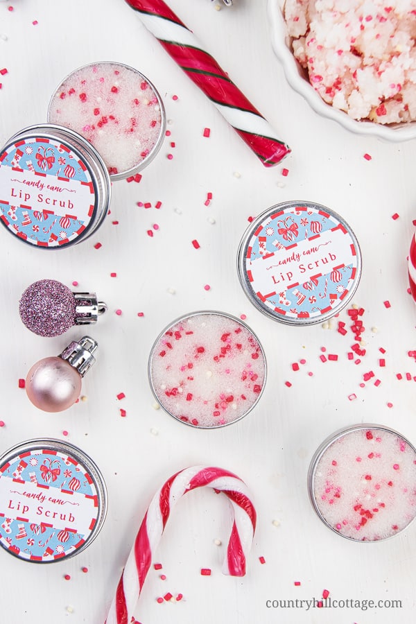 DIY Candy Cane Lip Scrub Gift with Printable Label 05