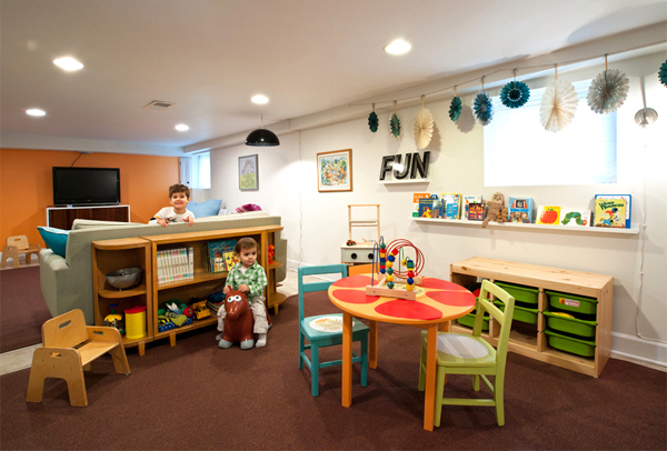 kids finishing basement playroom