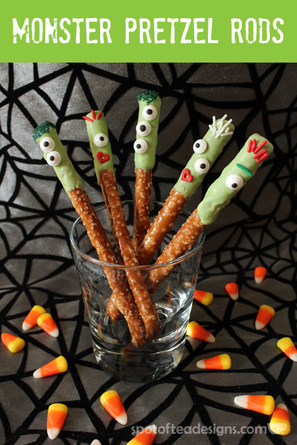 halloween treats h monster pretzel rod spotofteadesigns
