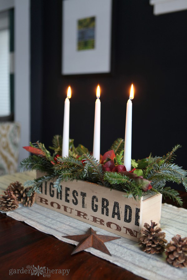 Rustic and Natural Christmas Candle Centerpiece 9