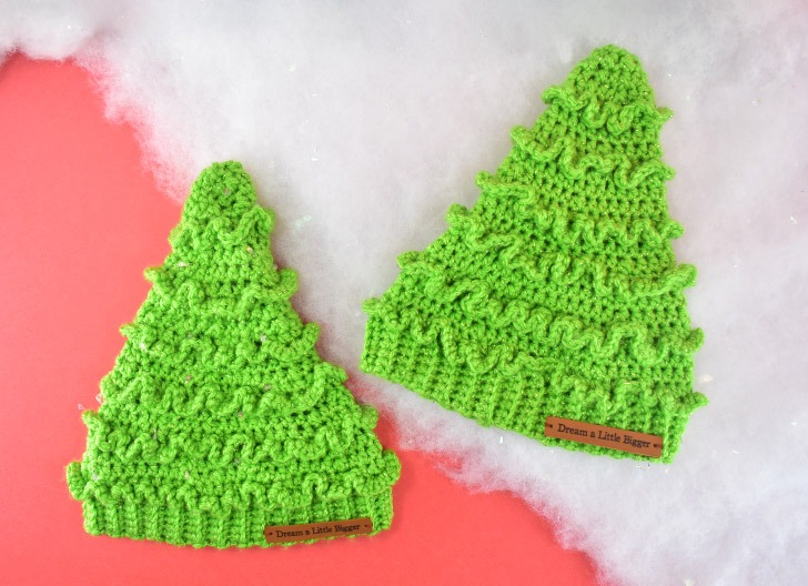 christmas tree hat crochet pattern ruffle dreamalittlebigger 100