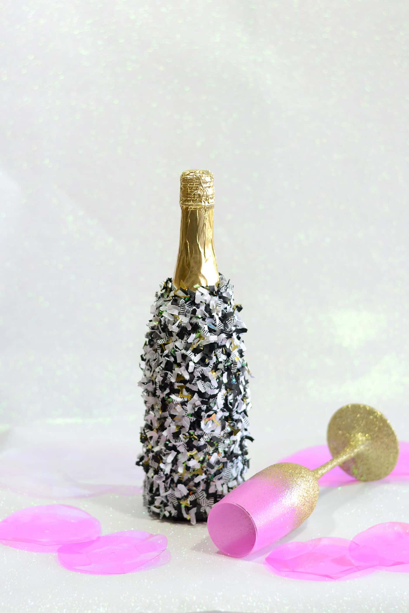 diy confetti dipped bottle