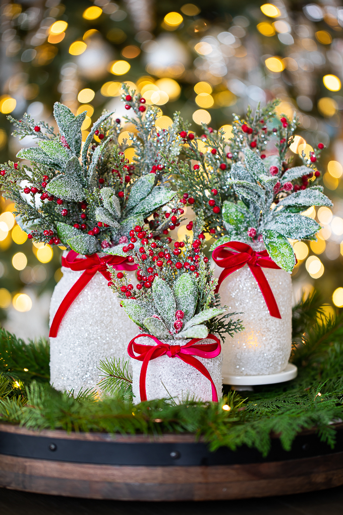 epsom salt mason jar Christmas centerpiece