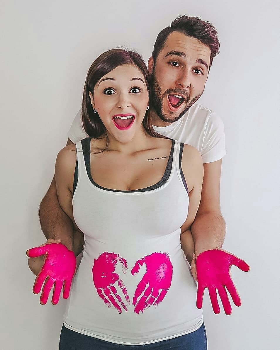 Gender Reveal ideas handprint instagram