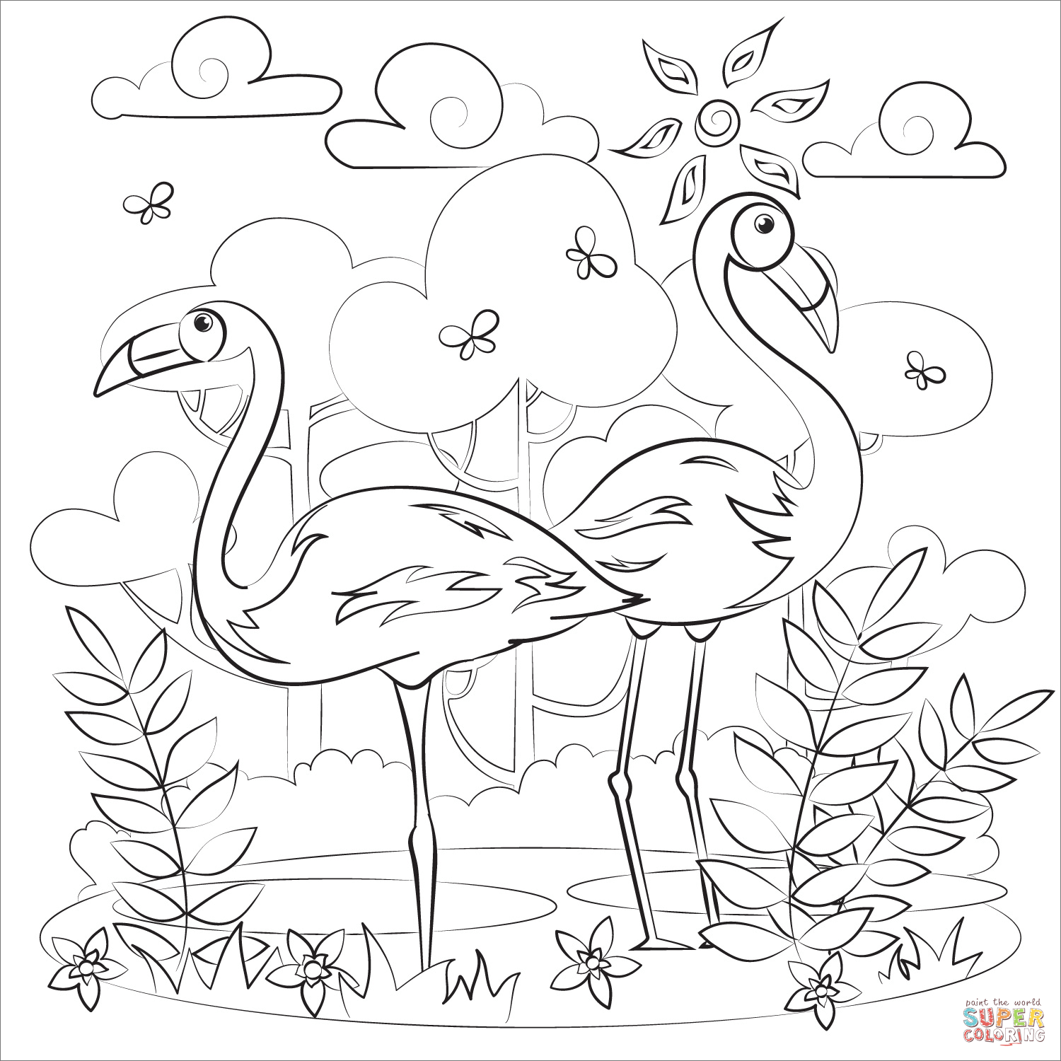 flamingo coloring page