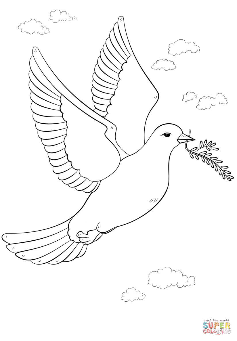 peace dove with olive branch coloring page