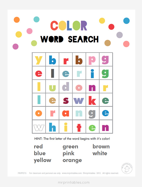 printable word search puzzle color 1