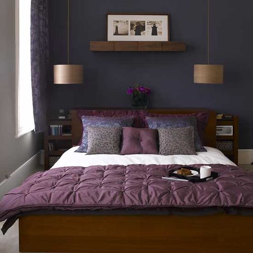 Blue And Lavander Bedroom With Earthy Decor